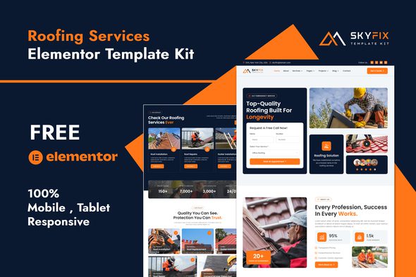 SkyFix – Roofing Services Elementor Template Kit